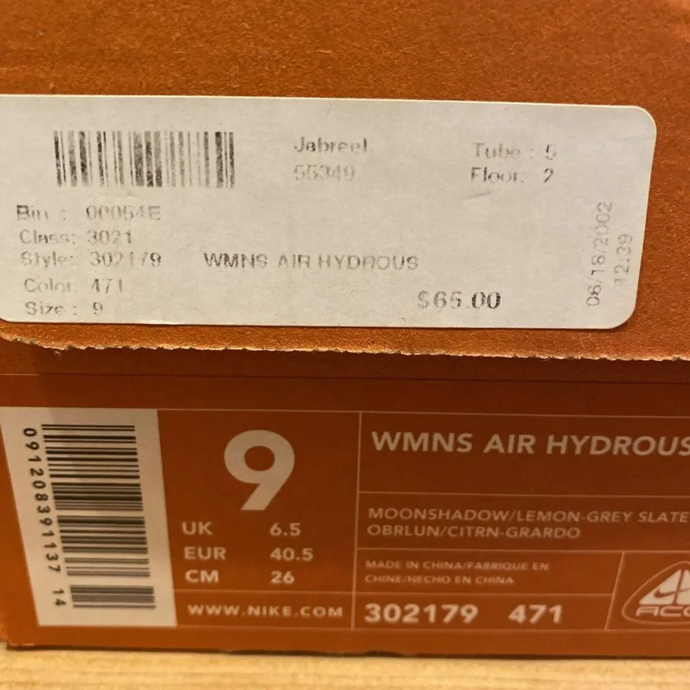 Nike Air Hydrous Vintage 2002 302179 Women's 9 / 40.5 New‎ With Box Blue